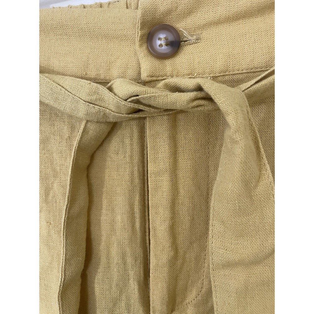 Joie Linen Blend Mustard Yellow Wide Leg Pants Large Beachy Minimalist Lagenlook - Picture 6 of 6
